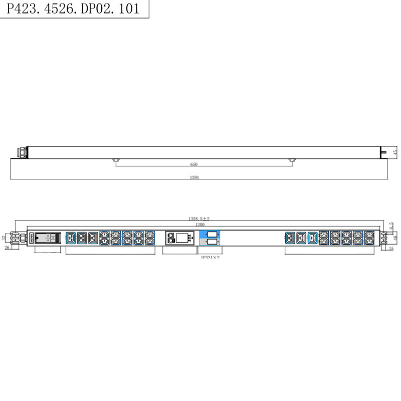 رک هوشمند TCP/IP PDU 26 خروجی IEC C13 / C19 1.5U مایع مغناطیسی قطع کننده مدار عمودی