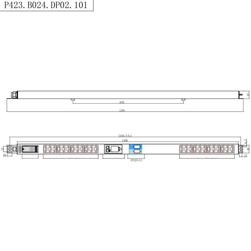 سوکت برزیل 24 پریز 1.5U مایع مغناطیسی قطع کننده مدار TCP/IP هوشمند رک PDU