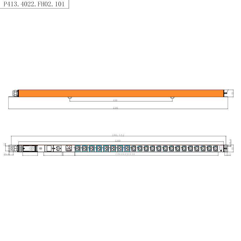 22 خروجی IEC C13 IEC C19 1.5U PDU حفاظت از ولتاژ نصب عمودی با قابلیت تعویض داغ RS485 مجهز به رک PDU