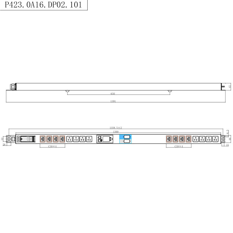 16 خروجی IEC C13 C19 و سوکت های ایالات متحده 1.5U مدار مغناطیسی مایع PDU رک هوشمند TCP/IP عمودی