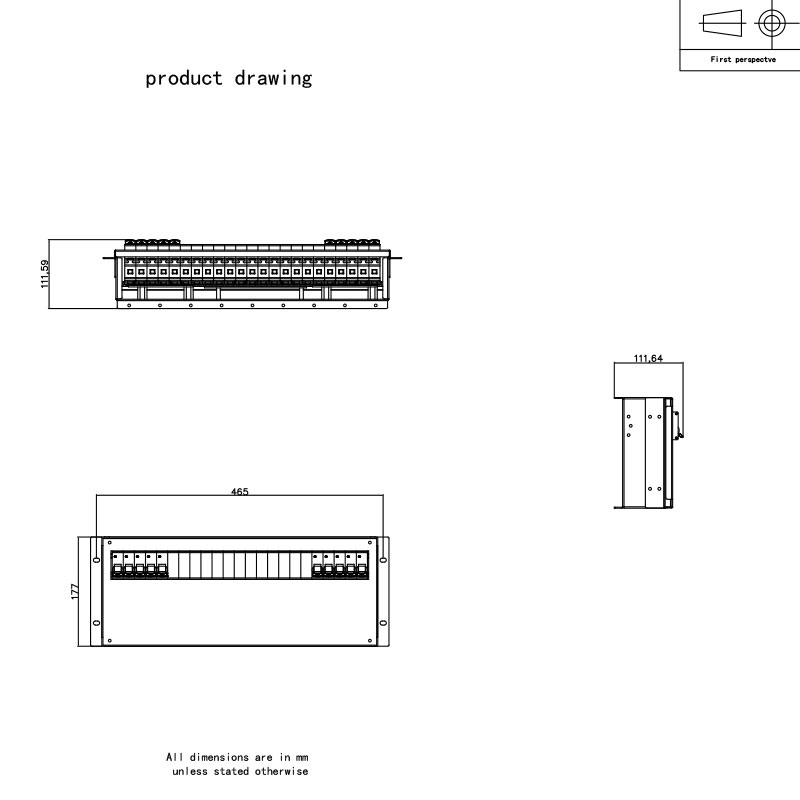 رک 3U بریکر افقی Pdu Gray